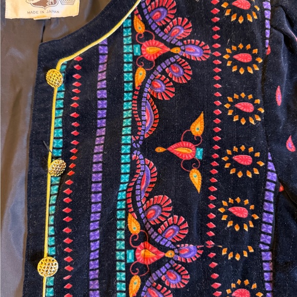Savion Italy Vintage Paisley Velvet Jacket Made in Japan Cotton Size 14 - Picture 8 of 10